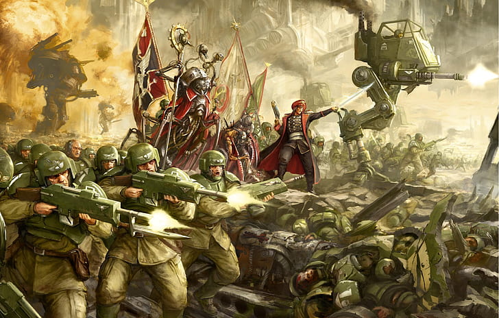 soldier, war, weapons, Warhammer 40 000, Imperial Guard, Astra Militarum, HD wallpaper