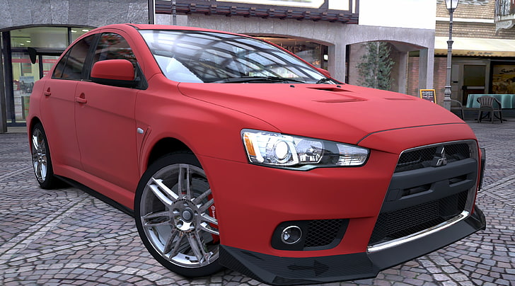  Fondo de pantalla HD Lancer Evolution X Red Matte, sedán Mitsubishi Lancer rojo, Juegos
