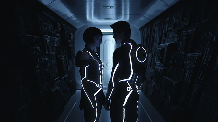 movies, Tron: Legacy, two people, real people, three quarter length