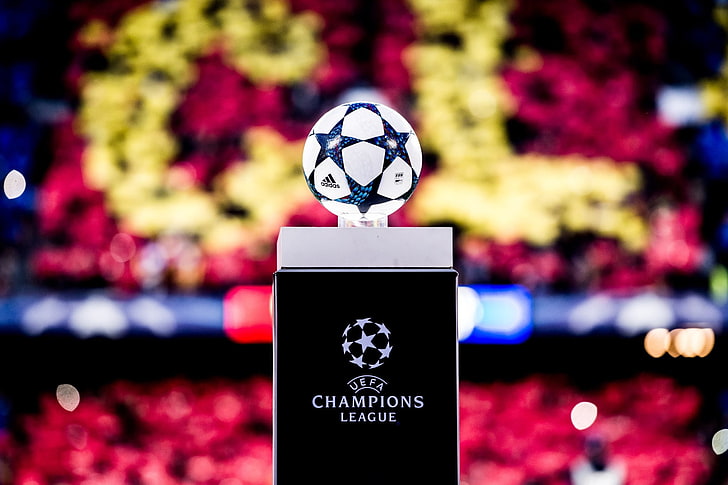 Champions League, FC Barcelona, Camp Nou, ball, UEFA, soccer clubs, HD wallpaper