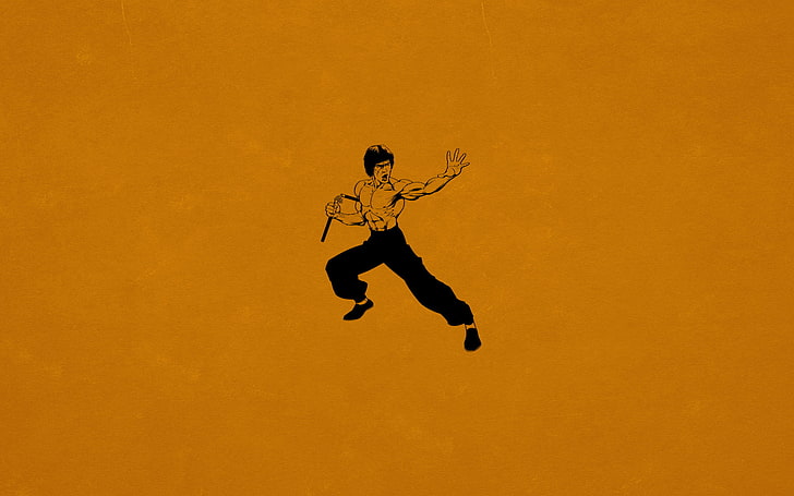 HD wallpaper: Bruce Lee illustration, minimalism, kung fu, dark orange,  Nunchuck | Wallpaper Flare
