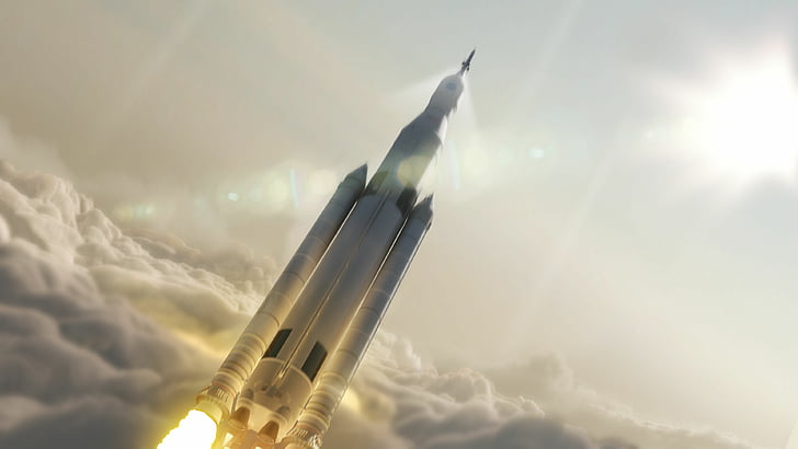 white space shuttle, Falcon Heavy, SpaceX, 4K, HD wallpaper