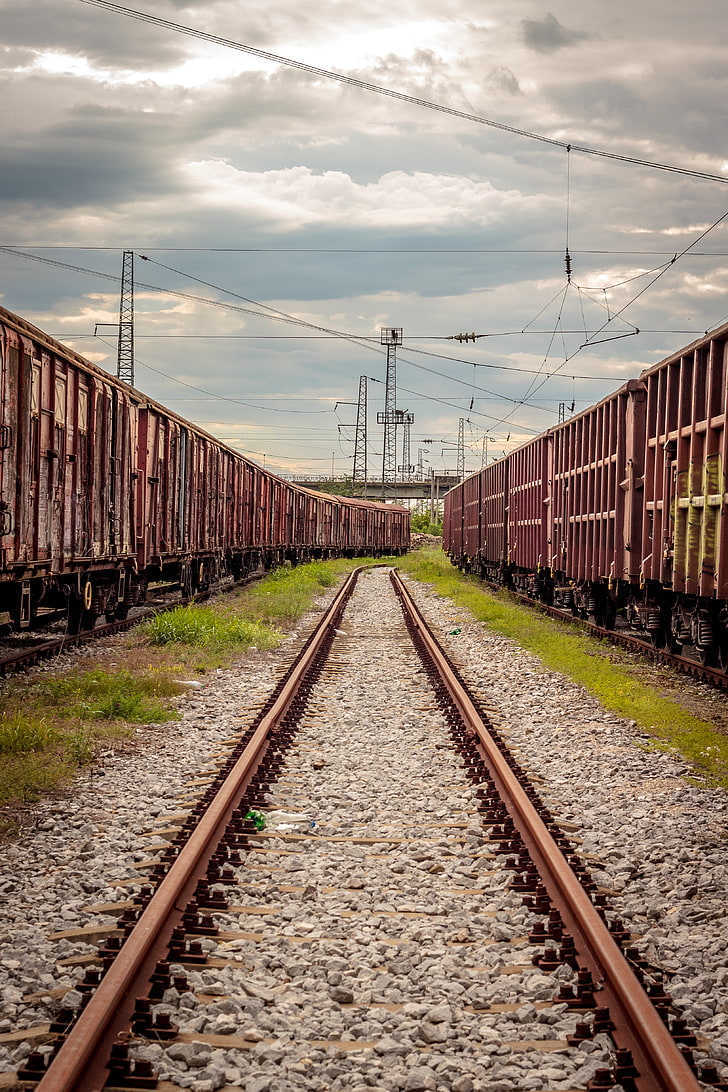 HD wallpaper: railway, train, clouds