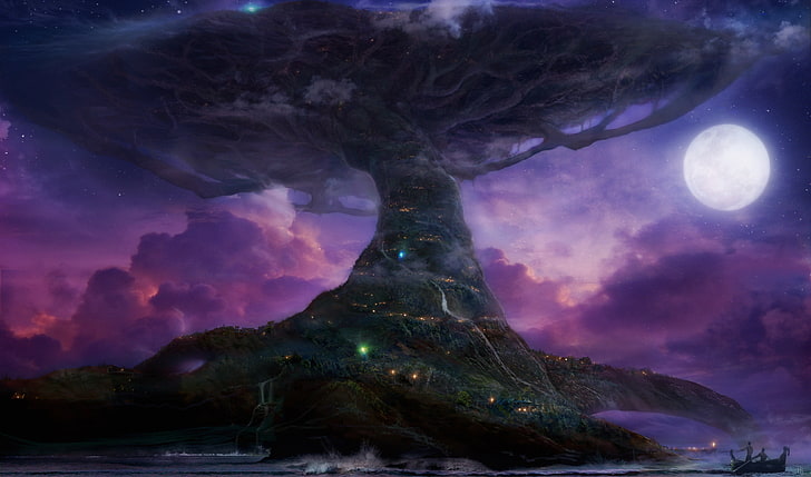 tree of life illustration, Teldrassil, World of Warcraft, World Tree, HD wallpaper