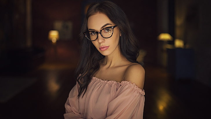 women, model, portrait, Sergey Zhirnov, women with glasses, HD wallpaper