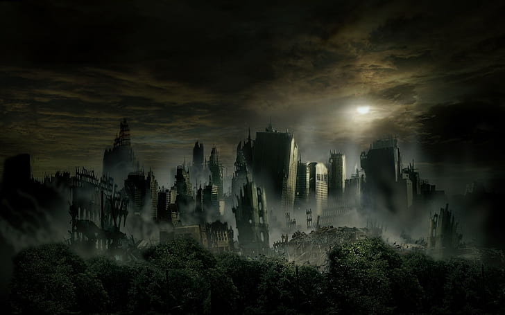 city, cityscape, apocalyptic, ruin