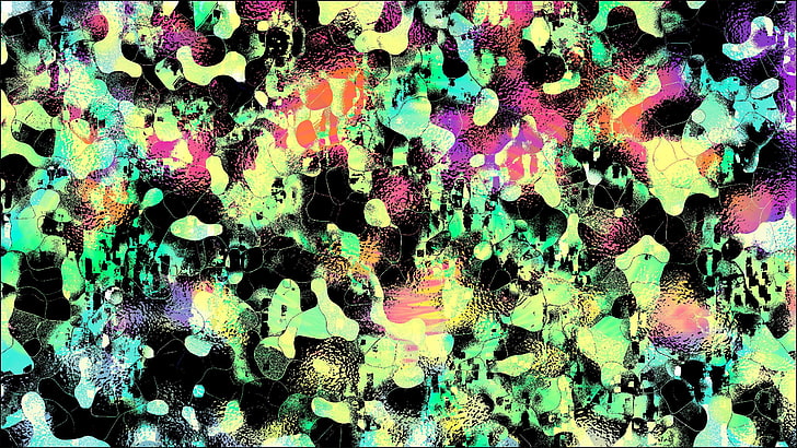 red, green, and black floral textile, abstract, LSD, trippy, psychedelic, HD wallpaper