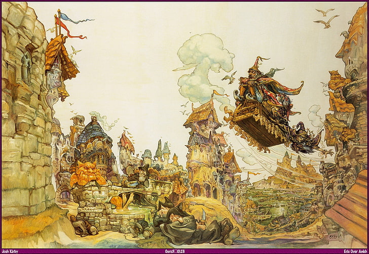 castle illustration, Discworld, fantasy art, art and craft, representation, HD wallpaper