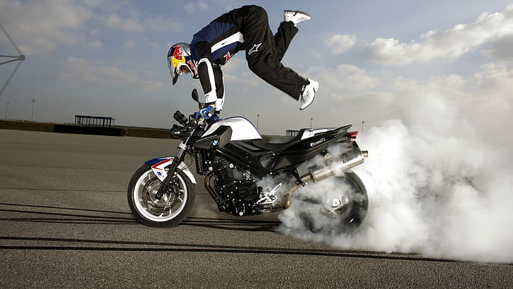 BMW Motorcycle Naked Streetbike Burnout Stunt HD, bikes, HD wallpaper