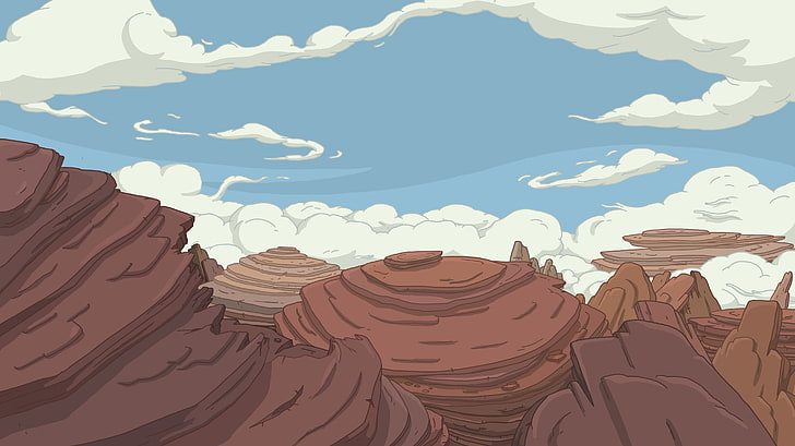 rock monument wallpaper, Adventure Time, cartoon, no people, sky, HD wallpaper