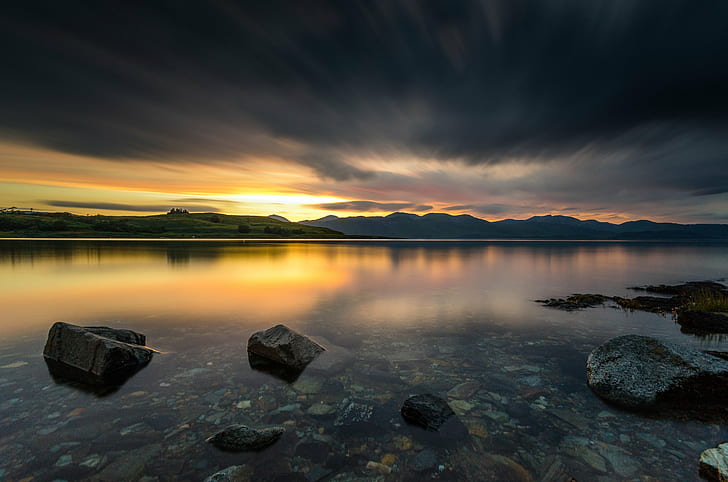 time lapse photography of body of water under cloudy sky, Loch Linnhe, HD wallpaper