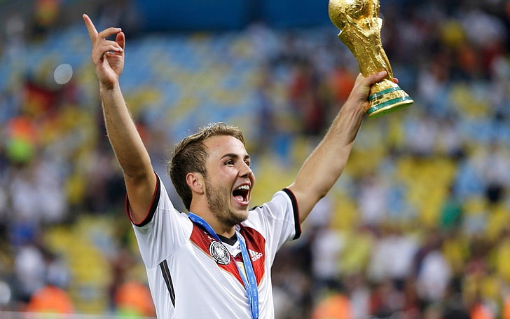 men's white and red polo shirt, Mario Götze, soccer, Germany, HD wallpaper