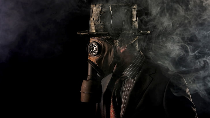 Day Light Gas Mask Man wallpaper, smoke, men, gas masks, suits, HD wallpaper