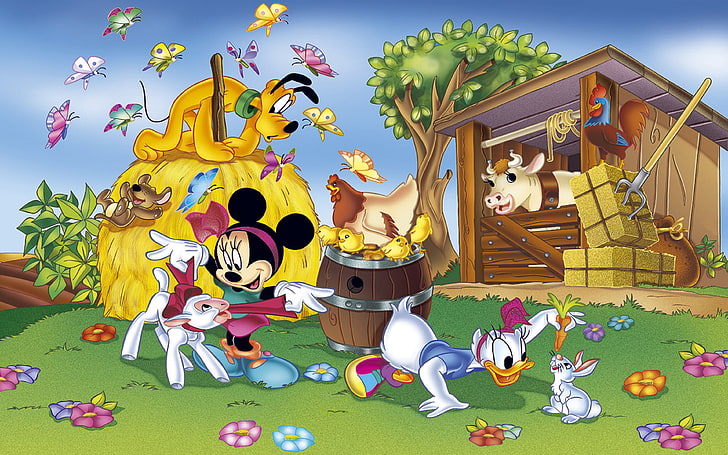 Walt Disney Mini Maus Daisy Duck And Pluto The Old Farm Cartoons Hd Wallpaper 3840×2400