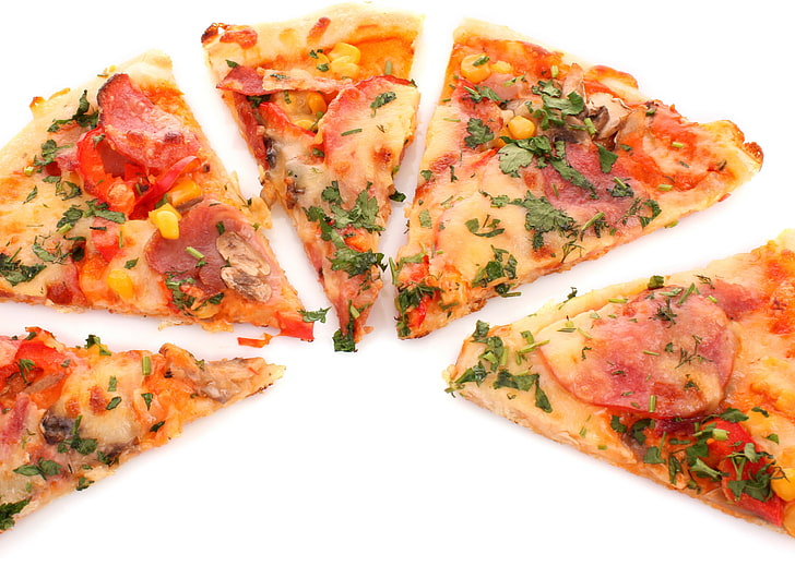 baked pizza, white background, pastries, food, cheese, tomato