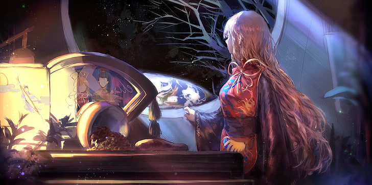 Hd Wallpaper Painting Of Woman Looking Outside Of Window Touhou Junko Touhou Wallpaper Flare