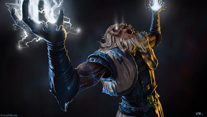 white-haired man illustration, zeus, the lord of heaven, dota 2, HD wallpaper