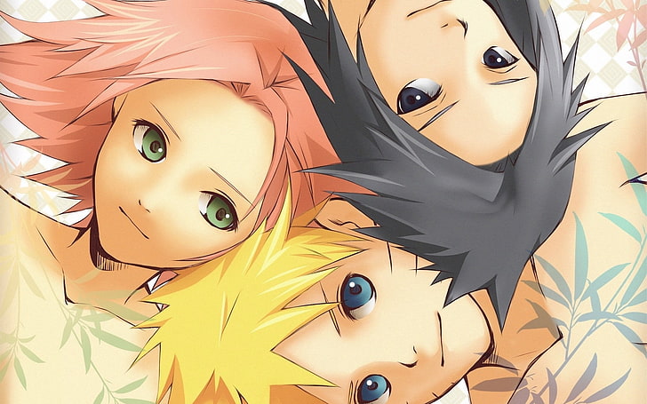 Naruto, Sazke, and Sakura, anime girl, cute, face, smile, women