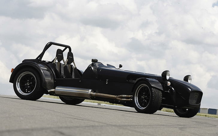 Caterham 7, black classic convrtible, cars, 1920x1200, HD wallpaper