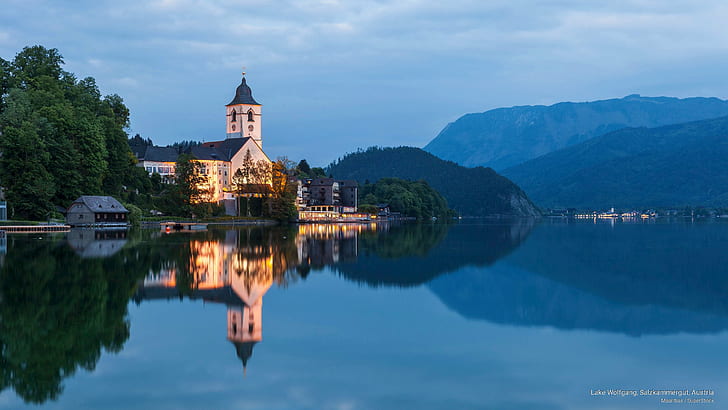 Lake Wolfgang, Salzkammergut, Austria, Architecture, HD wallpaper