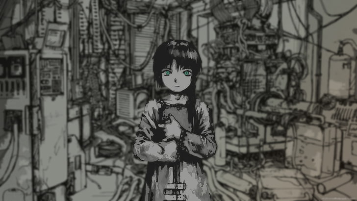 Lain Iwakura, Serial Experiments Lain, anime girls, selective coloring, HD wallpaper