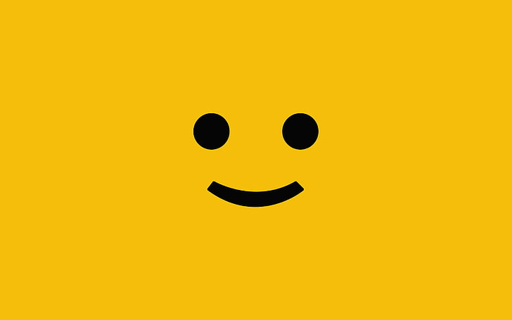 lego minimalism yellow, anthropomorphic smiley face, smiling, HD wallpaper