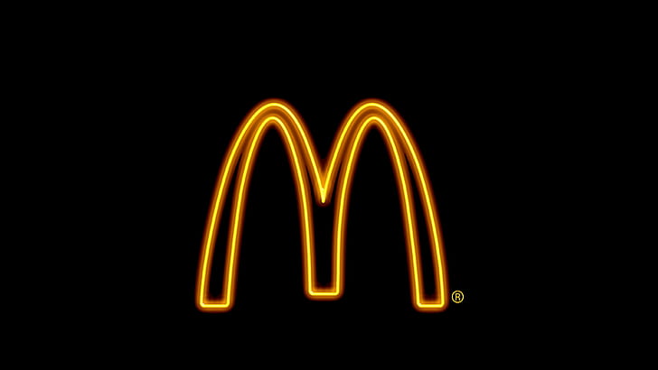 fast food, logo, McDonalds, Neon Light, sign, Simple Background, HD wallpaper