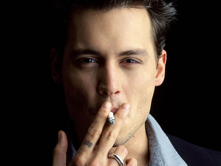 Johnny Depp, Celebrities, Man, Mature, Smoking, Ring, HD wallpaper