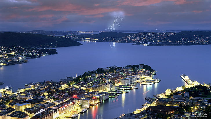 Bergen By Night, Norway, Europe