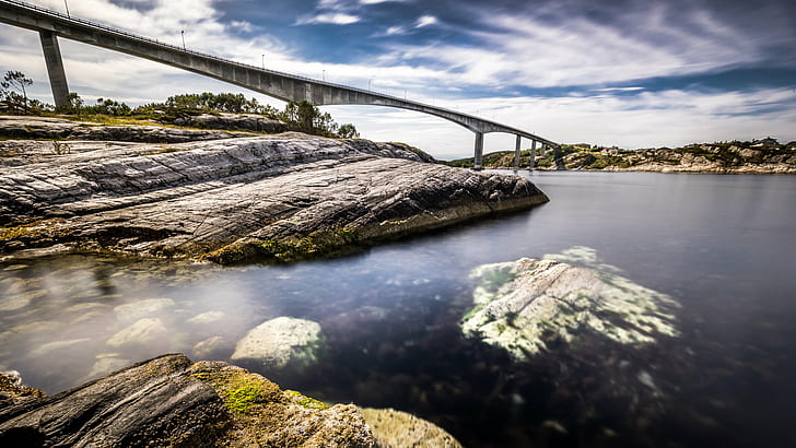 body of water and gray bridge, norway, norway, Nordra, Landscape photography, HD wallpaper