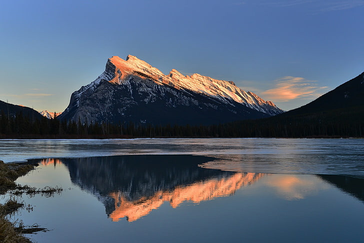 snow-capped mountain, Banff National Park, Canada, nature, landscape, HD wallpaper