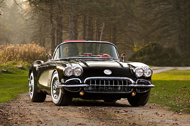 (c1), 1960, black, car, cars, chevy, classic, corvette