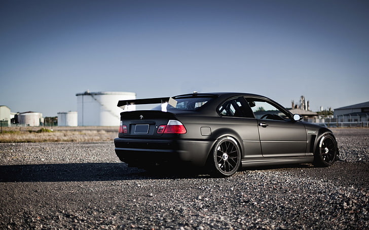 black BMW coupe, E-46, car, black cars, vehicle, mode of transportation, HD wallpaper