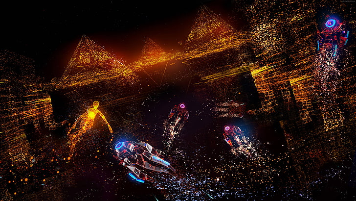 Rez Infinite: Area X, PS4, VR, PS VR, night, illuminated, group of people