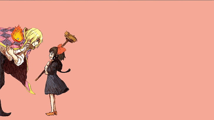 black haired female anime character, Studio Ghibli, Howl, Kiki's Delivery Service