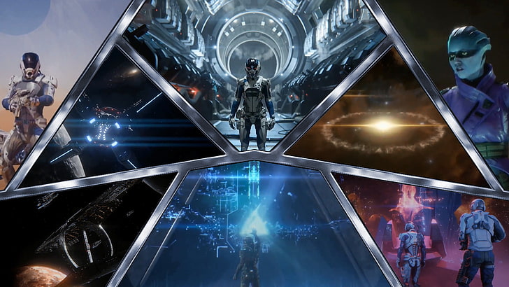 game graphic collage poster, Mass Effect: Andromeda, video games, HD wallpaper