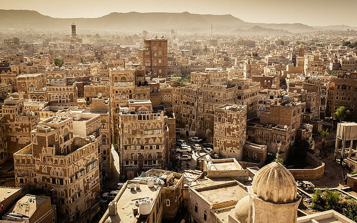 yemen sanaa city cityscape building old building, architecture, HD wallpaper