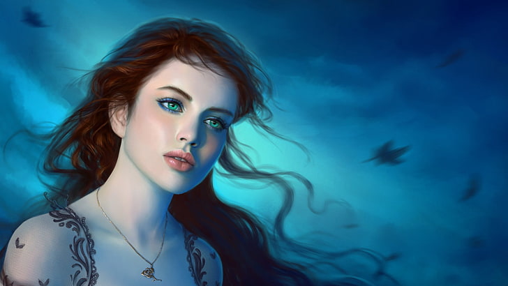 HD wallpaper: fantasy art, fantasy girl, blue eyes, long hair, brown hair |  Wallpaper Flare