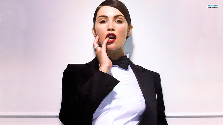 Gemma Arterton, finger in mouth, women, red lipstick, actress