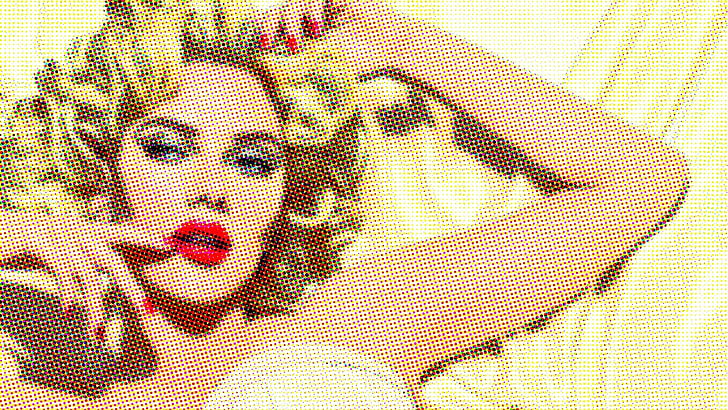 men's white shirt, Scarlett Johansson, artwork, dots, pop art