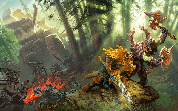 two game character digital wallpaper, World of Warcraft, fantasy art, HD wallpaper