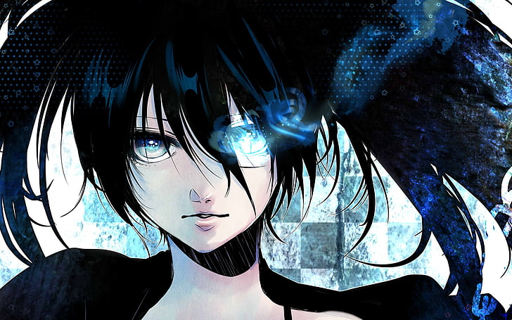 blue, anime girls, Black Rock Shooter, face, Strength (Black Rock Shooter), HD wallpaper
