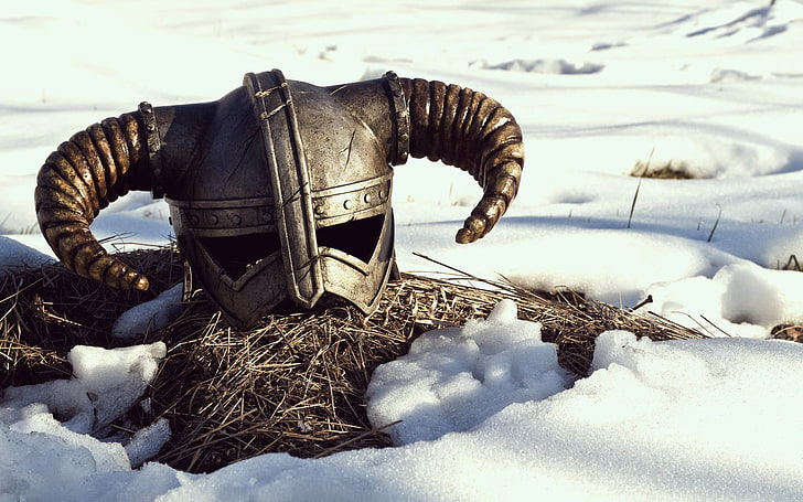 silver viking helmet, The Elder Scrolls V: Skyrim, video games, HD wallpaper