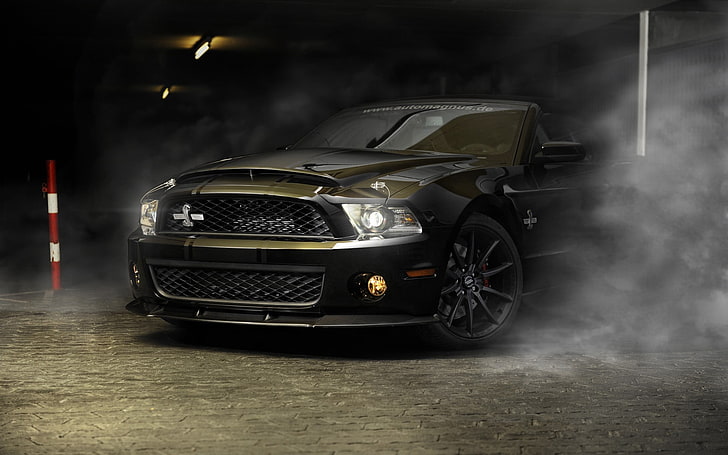 black coupe, Shelby GT500 Super Snake, Ford Shelby GT500, mode of transportation, HD wallpaper