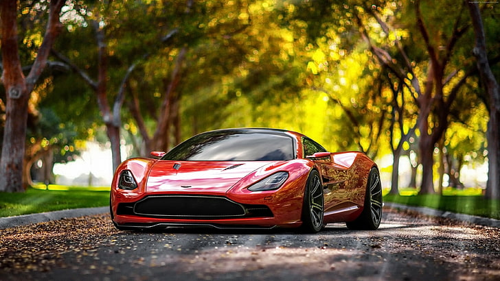 red coupe, Aston Martin DBC, car, land Vehicle, outdoors, transportation, HD wallpaper