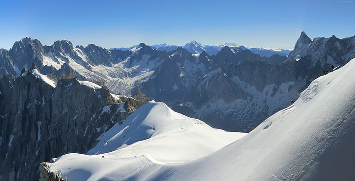 French Alps, 5k, tourism, travel, snow, 4k, Europe, Aiguille du Midi, HD wallpaper