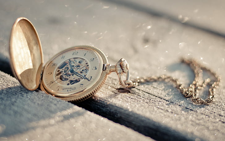Pocket Watch, silver chain pocket watch pendant necklace, photography, HD wallpaper