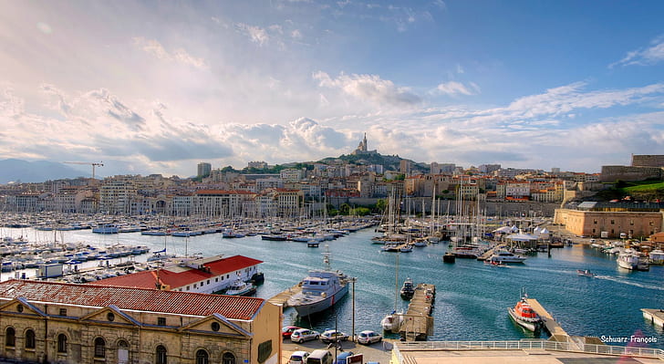 architecture, cities, france, harbor, marseille, monuments, HD wallpaper