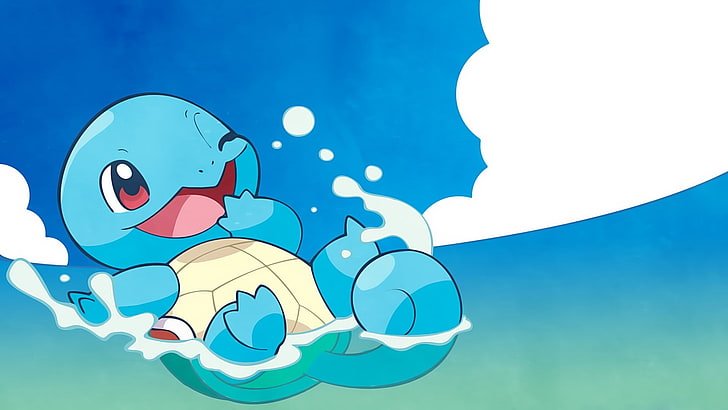 Squirtle from Pokemon illustration, Pokémon, blue, one person, HD wallpaper
