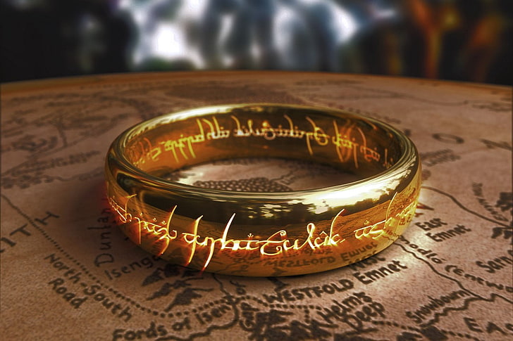gold-colored bracelet, The Lord of the Rings, map, artwork, The Hobbit